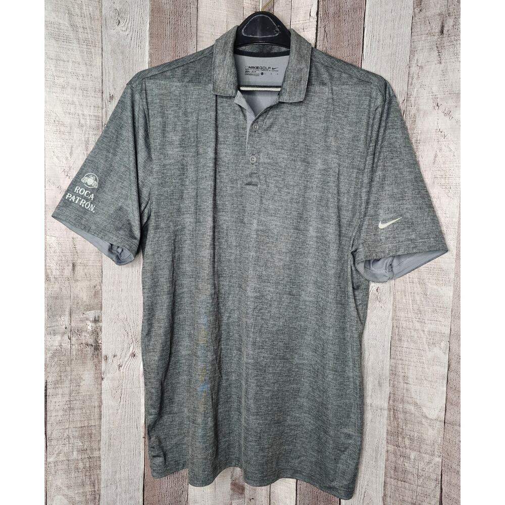 NIKE DRI-FIT Golf Short Sleeve Polo SHIRT Gray ROCA PATRON Men's size Large
